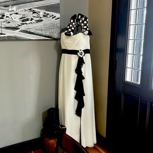 White & Black Bare shoulder maxi formal.